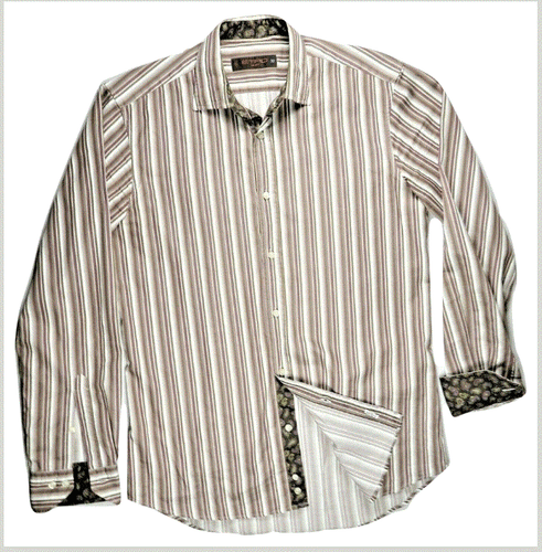 Camisa de vestir ETRO Milano para hombre M a rayas puño de contraste hecho en Italia elegante - Imagen 2 de 11