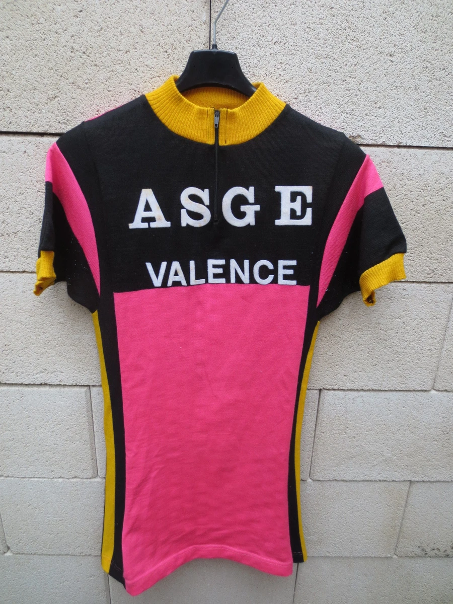 Maillot Cycliste Vintage ASGE Valence – Années 70, Rose, Taille S