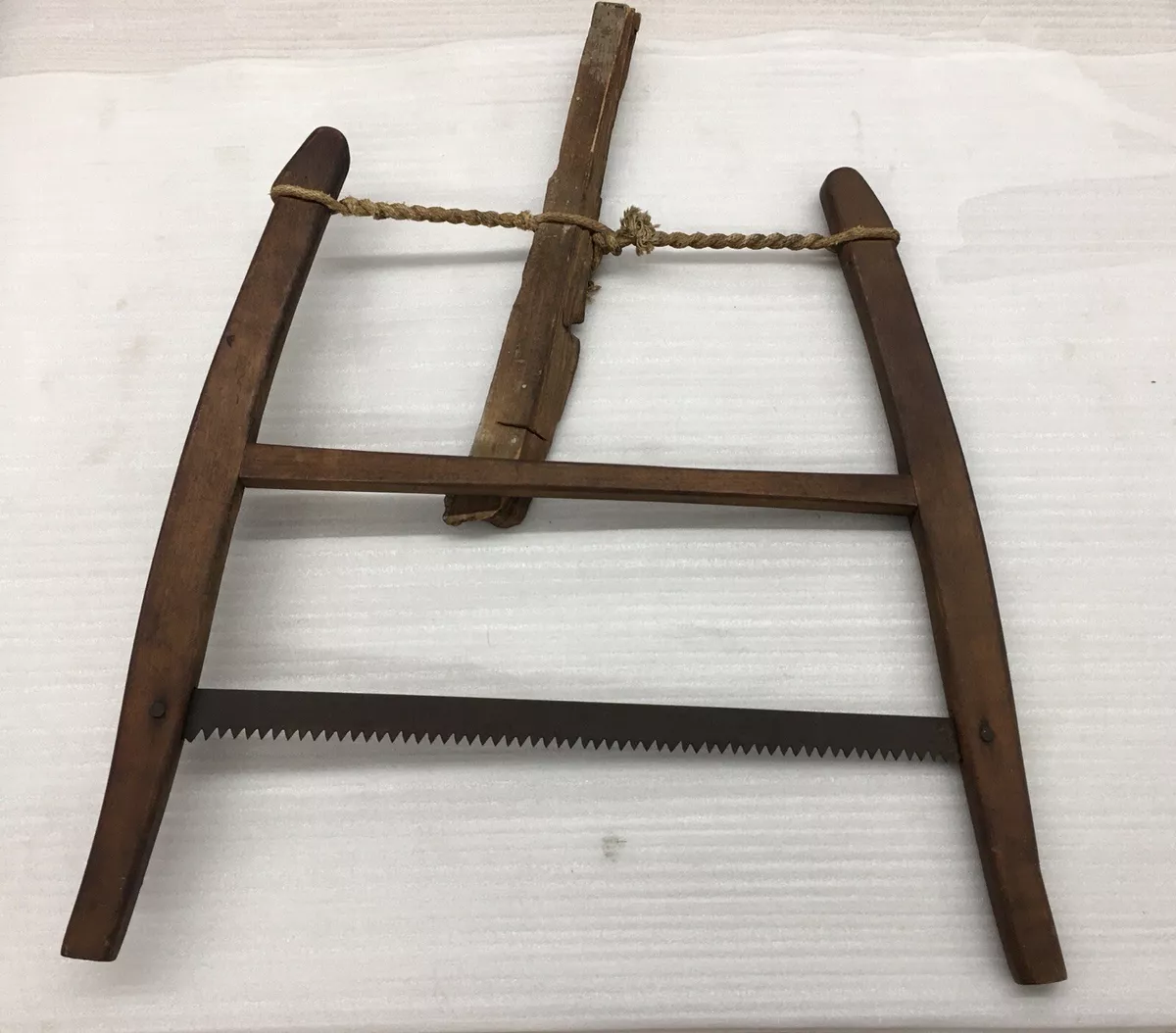 old Cross Cut Bow Harp Wooden Hand Saw Logging Farm Rustic use