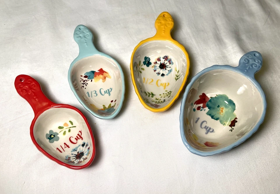 Набор из 4 мерных чашек The Pioneer Woman Willow из керамики штабелируемый черпак - Изображение 3 из 4