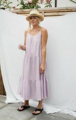 H\u0026M Tendencia Lila Arrugado Con Tiras Vestido Midi XL 12 14 16 BNWT | eBay