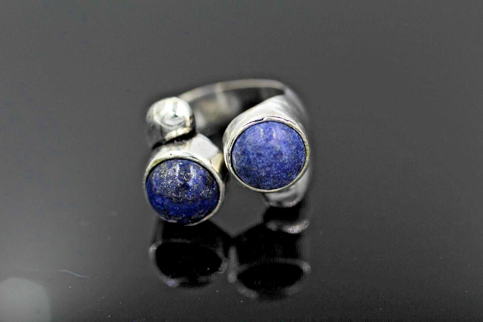 Этническое племенное ювелирное кольцо в ретро-стиле с синим лазуритом латунное кольцо размер США «7,5 - Изображение 4 из 4