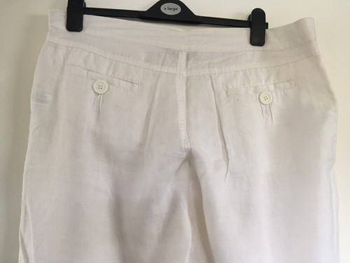 BNWOT Miss Selfridge White Wide Leg Linen Trousers Size 14 Leg 32 Pockets - Picture 3 of 3