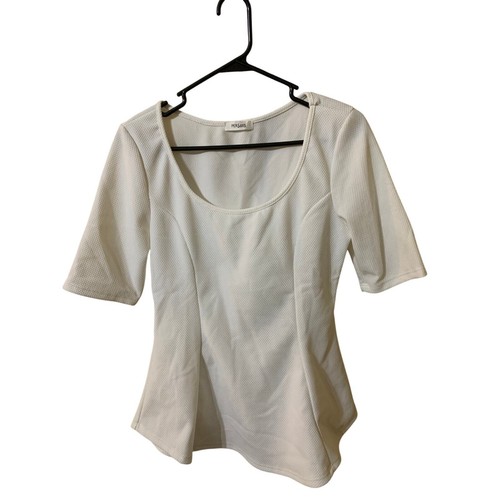 Persaya White Textured Peplum Blouse Top Size XL