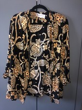 Jessica Howard Black Printed Front Open Light Weight Jacket 12/14