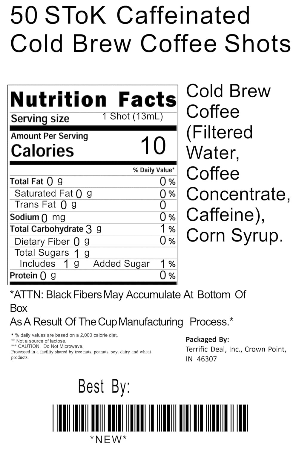 50  Caffeinated Cold Brew Coffee Shots