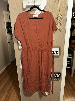 Universal Thread Women s Burnt Orange Wrap Dress Size XL