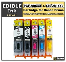 Betters® Edible Ink PGI-280XXL CLI-281XXL Refillable Cartridge for Canon ,5 sets