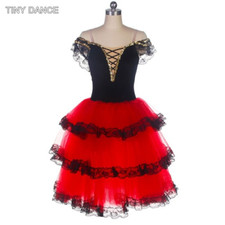 Off-the-Shoulder Red Dress Girls Romantic Ballet Tutus Performance Costumes