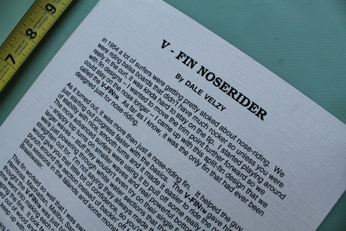 Velzy noserider sale fin