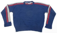 Rare Vintage LEVI’S STRAUSS Striped Sweater 80s 90s USA Made Blue Red Gray SZ XL