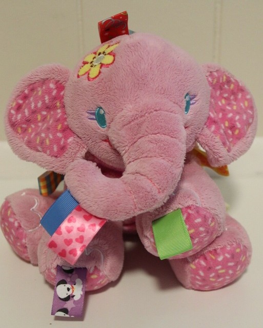 Taggies Pink Elephant Plush Stuffed Animal Rattle 11" Baby Toy eBay