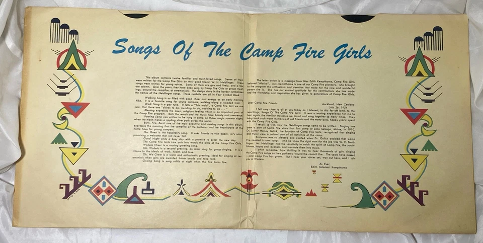 Songs & Law of The CAMP FIRE GIRLS Campfire 1954 Two 10" EX RARE 78RPM Record - Image 3 of 4