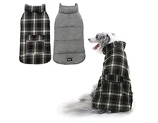 NWT Pupteck Reversible Waterproof Dog Vest Black Gray Flannel Size Small