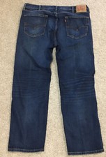 Levis Jeans Mens 40x30 505 Regular Fit Straight Leg Blue Dark Wash Denim Casual