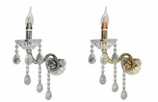 Applique da muro candelabro gocce pendenti cristallo acrilico attacco E14 E34