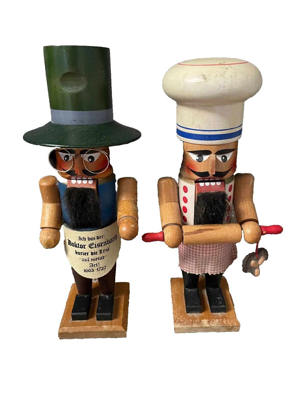 2 Vintage steinbach nutcrackers baker & doctor Drechselstube Erbach FLAWS READ