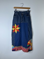 Vintage 1970  s Lee Skirt Women  s Blue Denim Patchwork Maxi Hippy