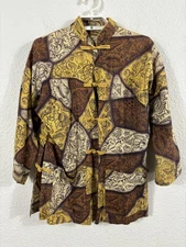 Vintage Chas Heen Imperial Waikiki Hawaiian Shirt Womens Medium Shell Print 40s