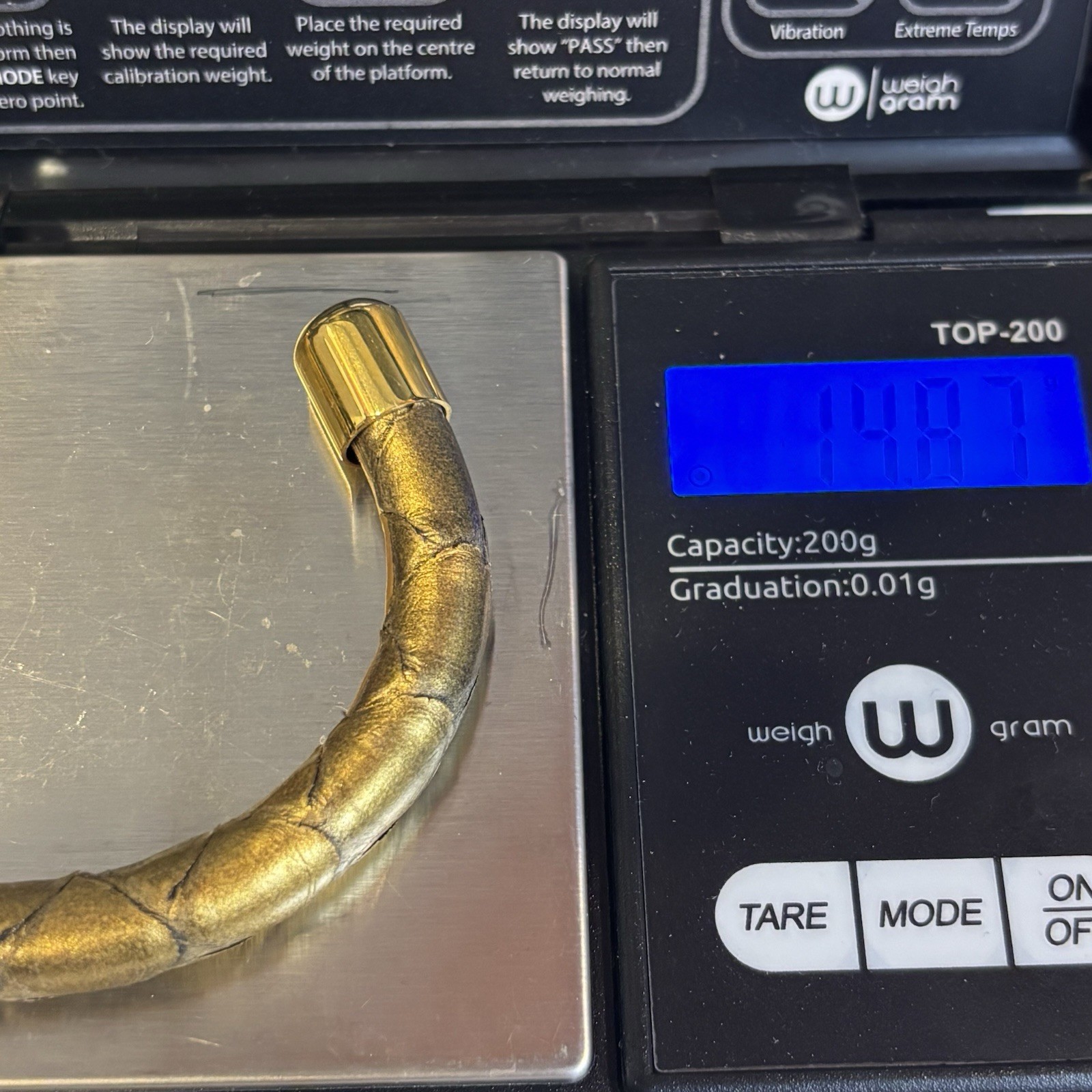 Rustic Cuff Gold Tone Textured Snake Python Style… - image 10