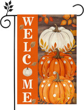 Pumpkin Fall Garden Flag 12X18 Inch Double Sided outside for outside Burlap Smal