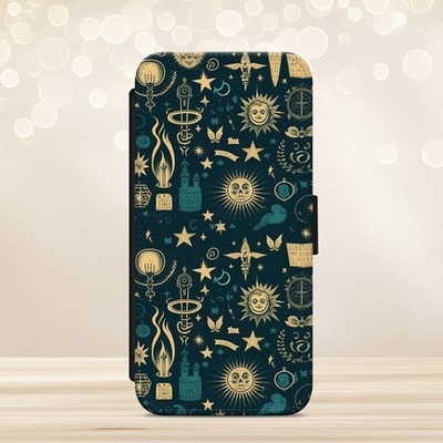 Handyhülle Hexenmuster Magic Celestial für iPhone Samsung Pixel Flip Wallet