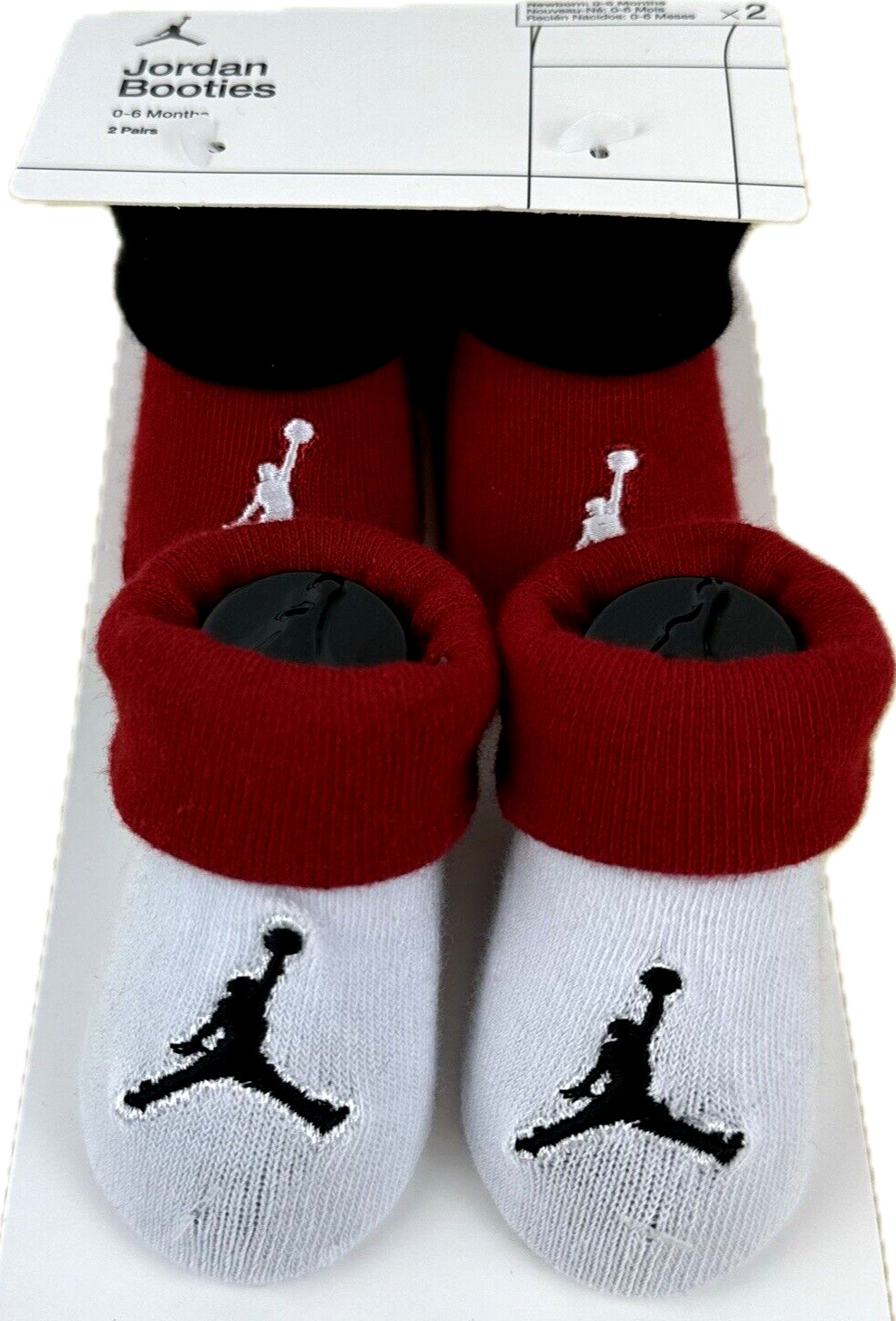 Nike Baby 2 Pk White Red Ankle Cotton Jordan Jumpman Logo Booties Set Sz 0-6 MO