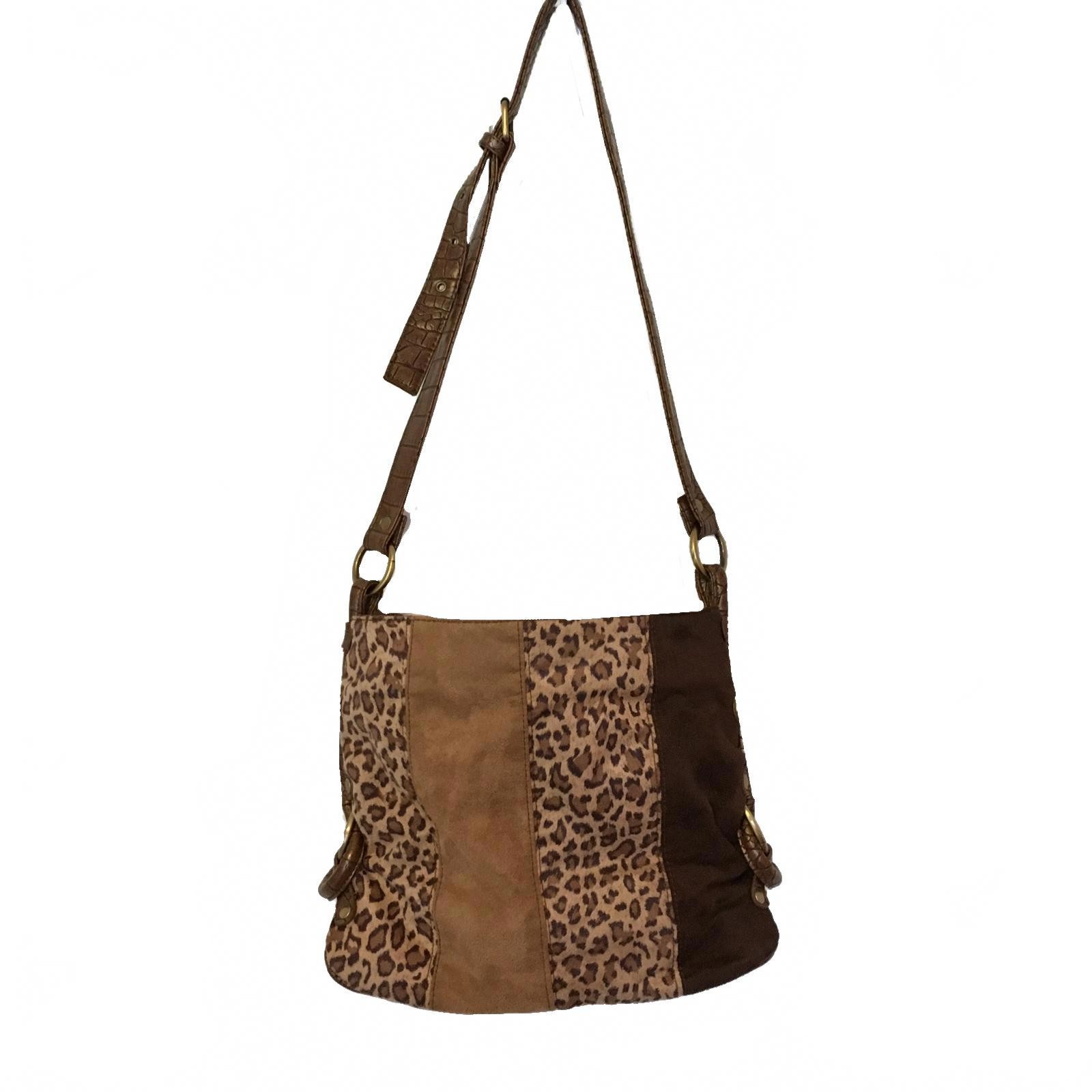 Bueno Suede Patchwork Leopard print & brown Hobo … - image 1