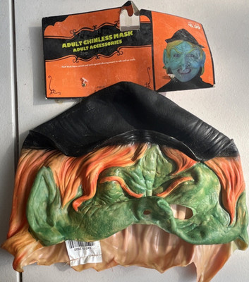 Adult Unisex Chinless Latex Half Mask One Size Green Orange Black Halloween