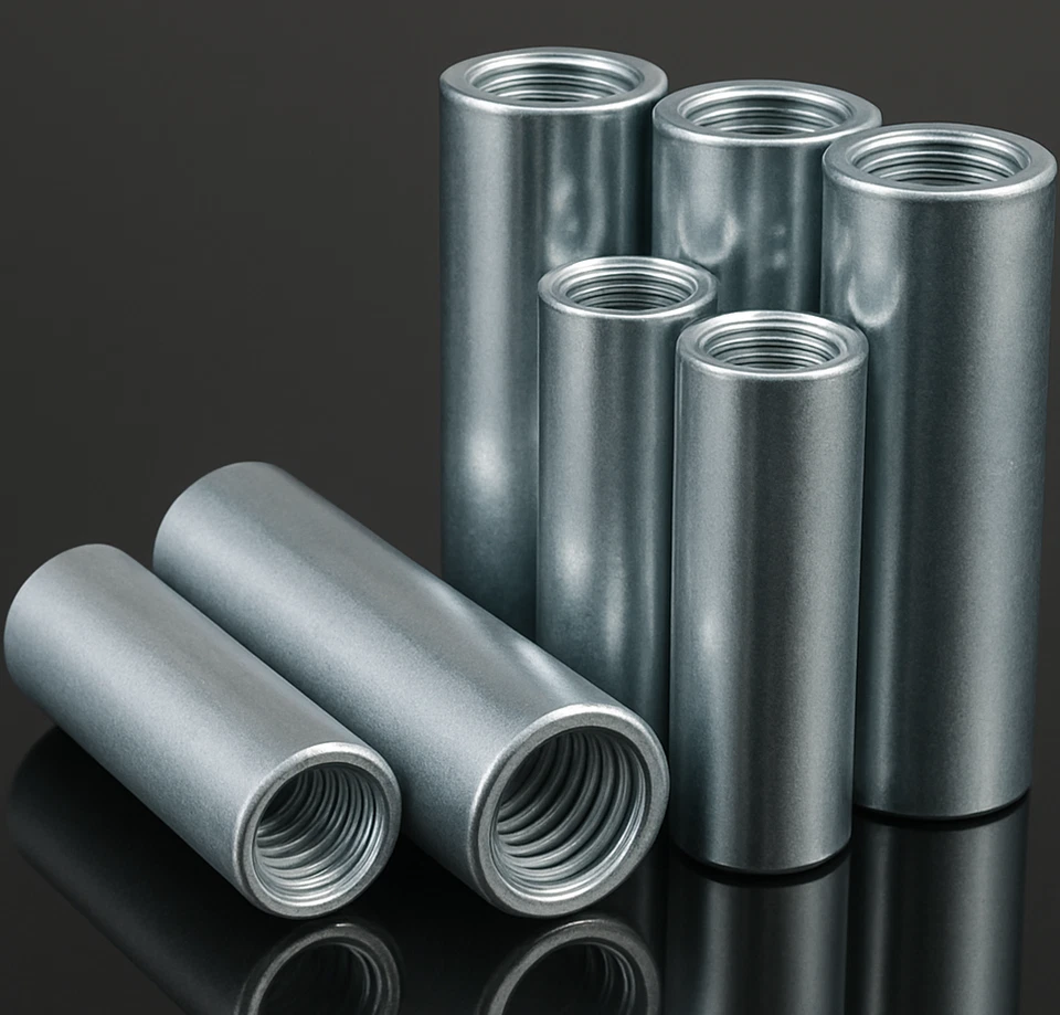 BOLT WORLD M8 / 8mm THREADED ROD BAR STUD ROUND CONNECTOR NUT BRIGHT ZINC LONG NUTS BZP BW