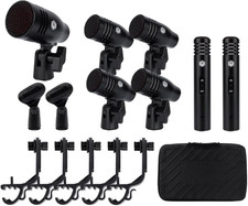 7 Piece Wired Dynamic Drum Mic Kit Whole Metal - Kick Bass, Tom/Snare Cymbals