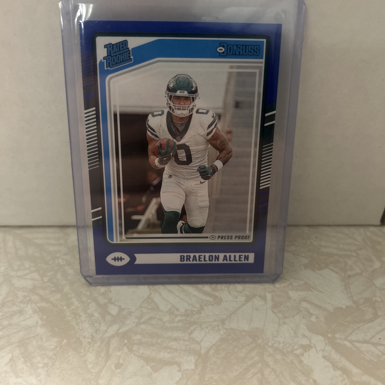 2024 Panini Donruss-New York Jets #306 (RC) Braelon Allen Press Proof Blue