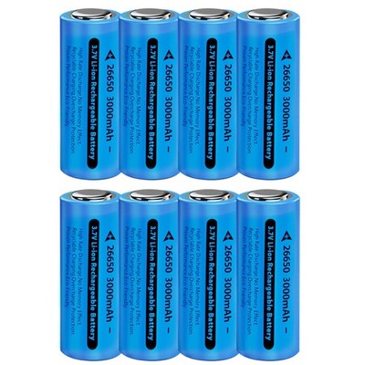 1-100x 3.7V Rechargeable Battery 3000mAh Flat Top 26650 Batteries/Flashlight Lot