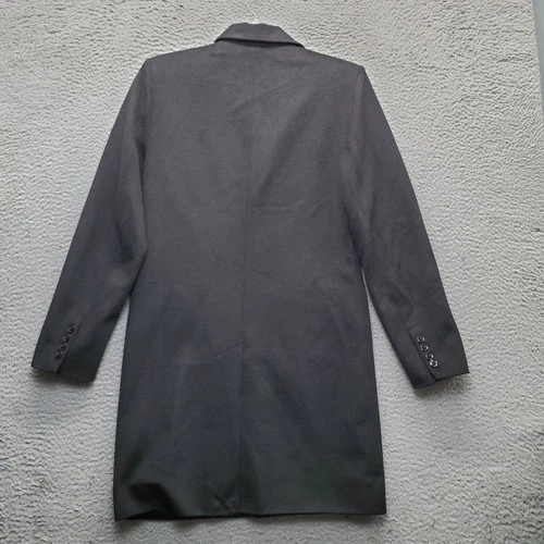J. Ferrar Wool Trench Coat Mens Small Black Lined Notch Lapel Single Breasted image 2