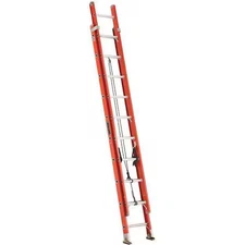 Louisville Fe3220 20 Ft Fiberglass Extension Ladder, 300 Lb Load Capacity