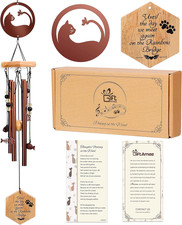 Cat Memorial Wind Chime, 24 Inch Pet Sympathy Wind Chimes for Outdoor Garden Pat