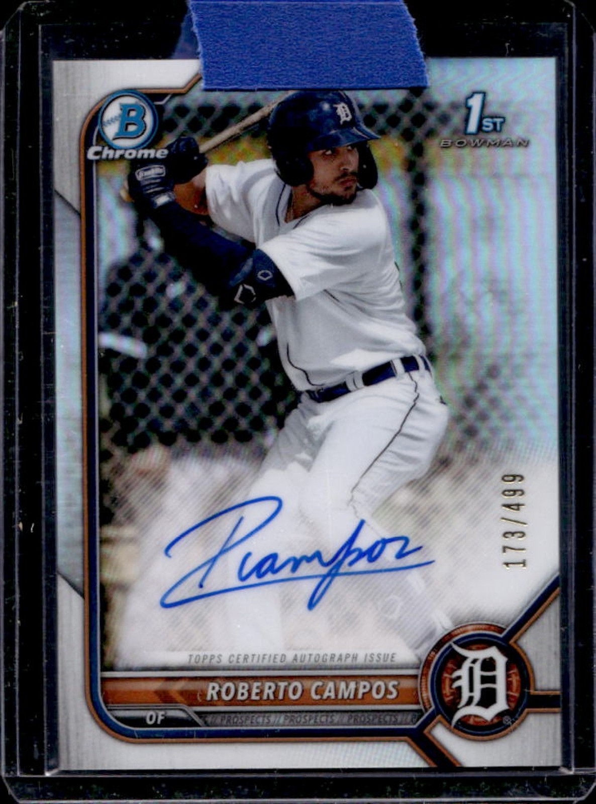 2022 Bowman Roberto Campos Chrome Auto 1st Refractor #173/499 Tigers