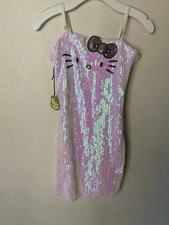 Hello Kitty Kawaii Cutesy Iridescent Silver Sequin Mini Dress-Size Small