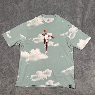 Jordan Brand Michael Jordan Cloud Print T-Shirt Green Flight Graphic Tee Mens M