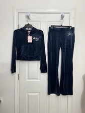 NEW NWT JUICY COUTURE Velour Bling Tracksuit Set in Regal Blue Size M Brand New