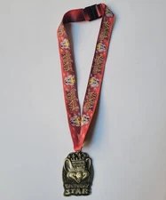 Chuck E Cheese Birthday Star Medal With Red Lanyard Crown Awards EXCELLENT 