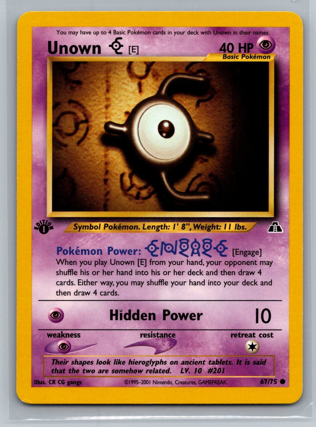 Unown [E] Neo Discovery #67/75 Common 1st Edition LP Pokemon