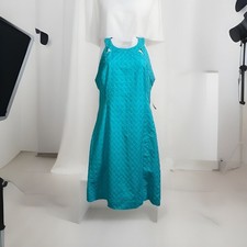Crown & Ivy Women Dress 4 Turquoise Jacquard Halter Cutout Back NWT Wedding Prep