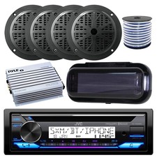 JVC KD-T92MBS Single DIN Marine CD Receiver, 4x 5.25" 100W Speakers, Amplifier