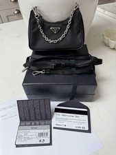 Prada Black Re-Edition Nylon Mini Shoulder Bag 1TT122 Box Receipt