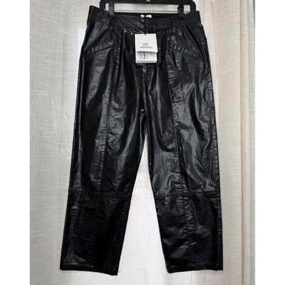 NWT Isabel Marant Aude Coated Cotton Pants Black Cropped Women's 8 US 40 FR $695