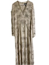 Needle and Thread BHLDN Cosima Beaded Chiffon Cream Gown Maxi Size 10