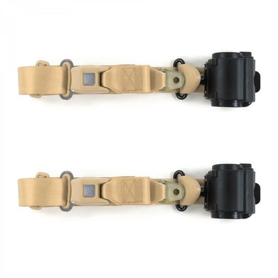 Chevy Truck 1941 - 1946 Standard 3pt Tan Retract Bucket Seat Belt Kit-2 Belts