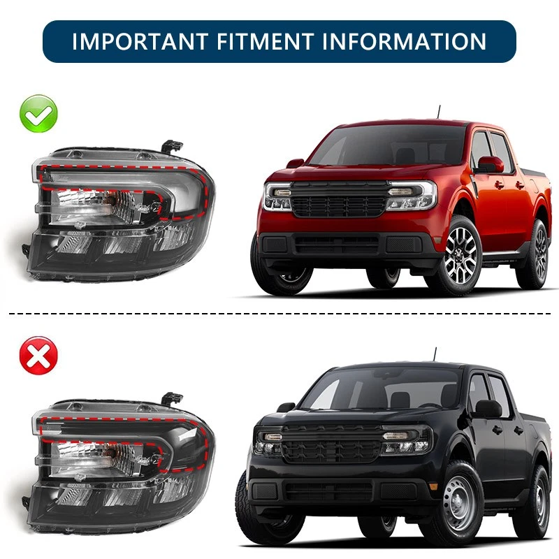 Pair For Ford Maverick 2022-2026 Black Headlights Lamp w/ LED DRL LH RH Assembly Foto 2 de 4