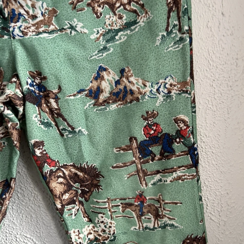 Vintage Kurt Cobain Nick & Nora Pajama Pants Teen Boy XL Green Cowboy 90s Rodeo - Image 4 of 4